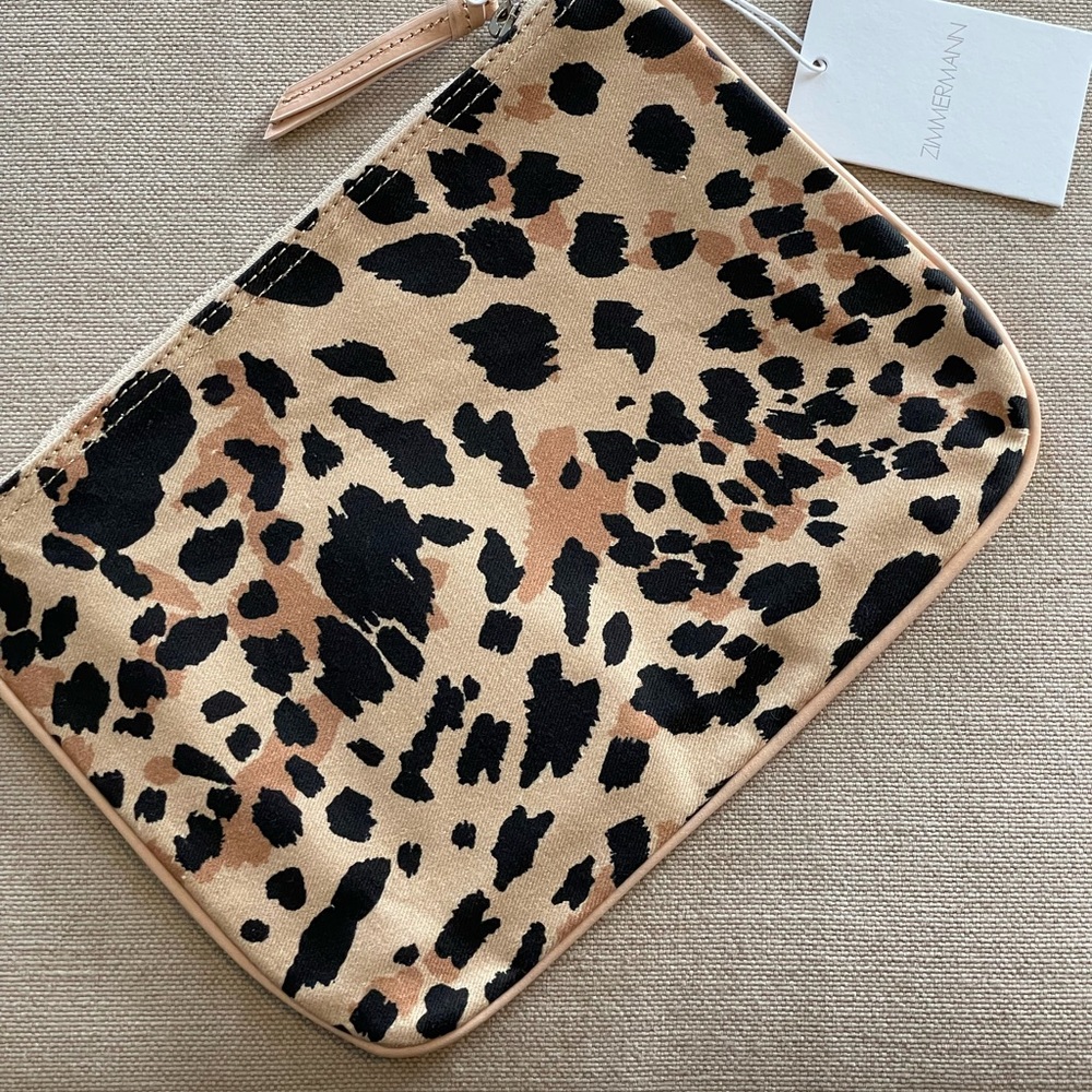 ZIMMERMAN Leather & Canvas Clutch Bag in Leopard - New With Tags - Picture 4 of 5